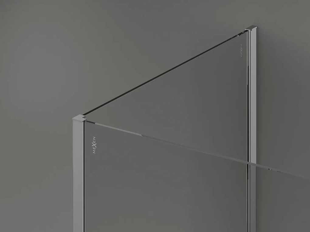 Mexen Kioto, 3-stenová sprchová zástena Walk-In 130 x 70 x 30 cm, 8mm číre sklo, chrómový profil, 800-130-070-221-01-00-030