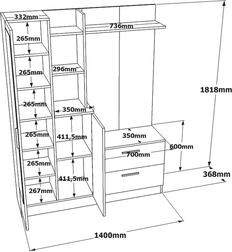 Predsieňová stena Houseland Lunar biela