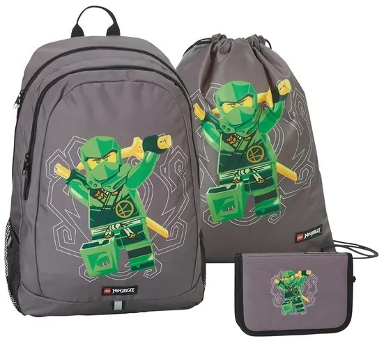 Lego Školská taška s príslušenstvom, 3-dielna súprava Ninjago, zelená  (100376255)
