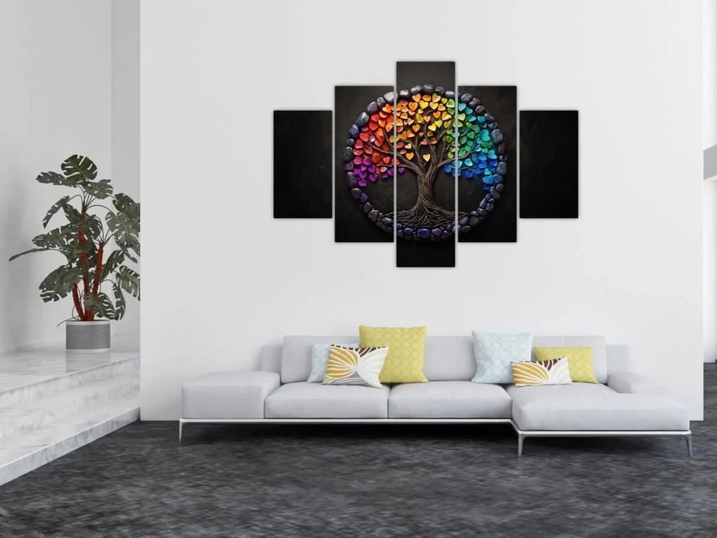 Obraz – Strom plný farebných sŕdc (150x105 cm)
