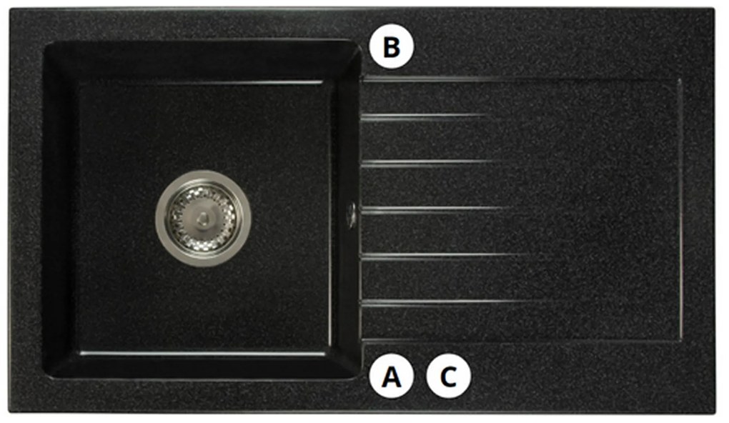 Kuchynský drez Lemmion (čierna + textúra) (s 3 otvormi pre batériu) (P). Vlastná spoľahlivá doprava až k Vám domov. 1066405
