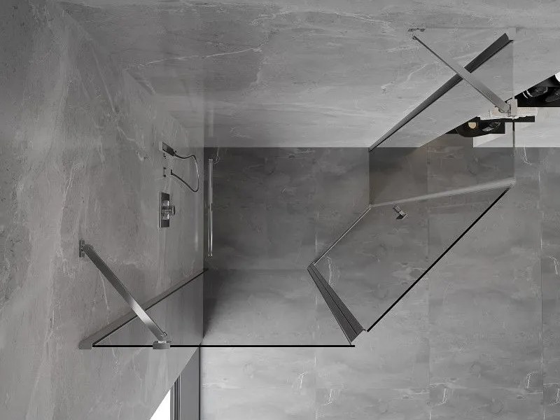 Mexen Mist, päťuholníkový sprchový kút výklopný 90 x 80 cm, číre sklo, chrómový profil, 8A8-090-080-01-00