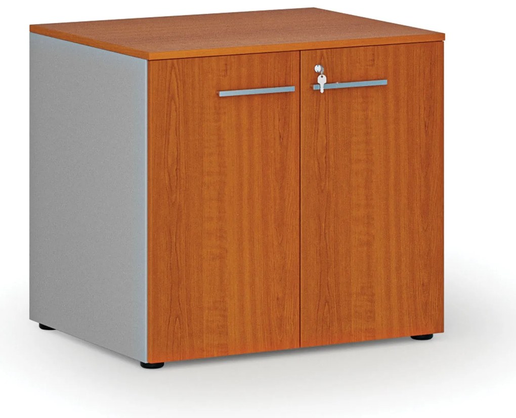 Kancelárska skriňa s dverami PRIMO GRAY, 800 x 640 x 735 mm, sivá/čerešňa