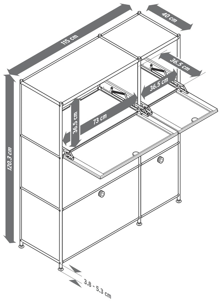 Komoda »CN3« so 6 výklopnými dvierkami, čierna
