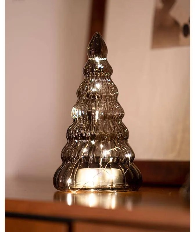 SIRIUS LED světelný stromek, skleněný, hnědý, 23,5 cm