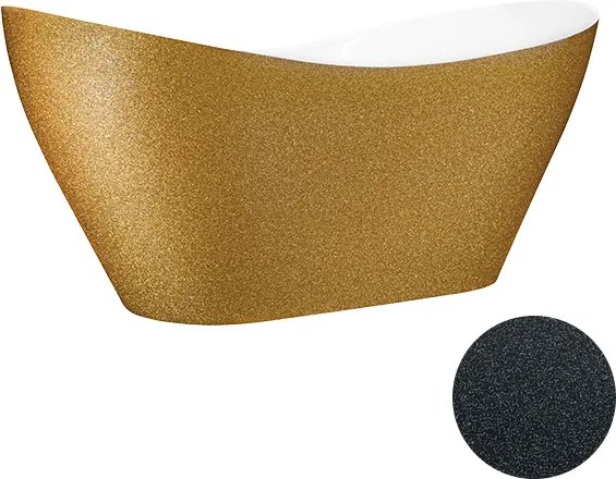 Besco Voľne stojaca vaňa z liateho mramoru Viya Glam 160x70 (170x71) BESCO-Rozmery: 168x71,5, BESCO-Farba: Biela/zlatá