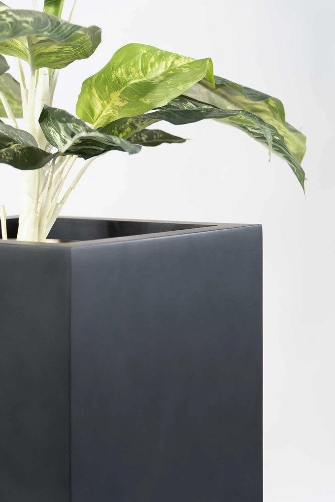 Hranatý kvetináč BLOCK, výška 75 cm, materiál MDF, čierny mat