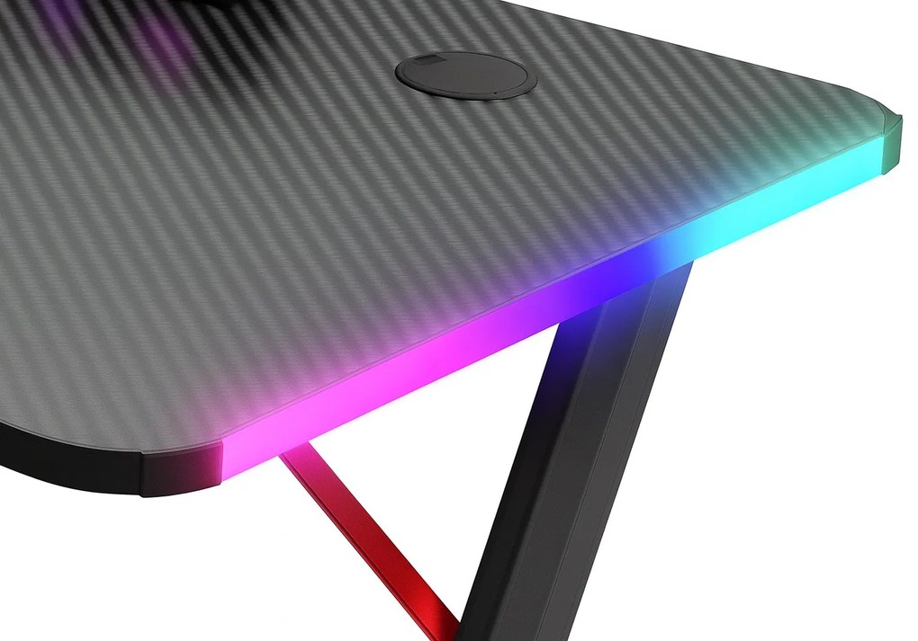 Herný stôl s podsvietením BG01 čierno-červený 140 cm
