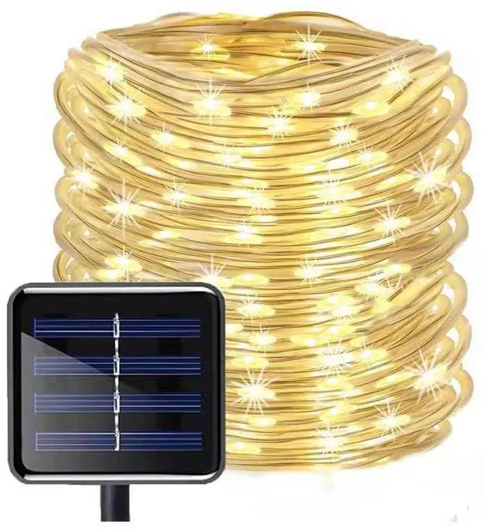 Solárna dekoračná svetelná reťaz, 10 m, teplá biela