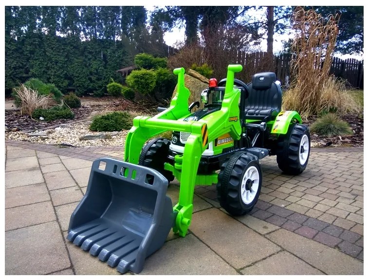 LEAN TOYS ELEKTRICKÝ TRAKTOR S NABERAČKOU ZELENÝ - MOTOR - 2x45W - BATÉRIA 2x6V7Ah - 2022