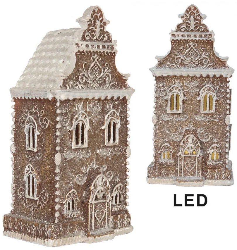 Gingerbread House With LED 3 X AAA Brown Plastic - 12*11*25 cm
