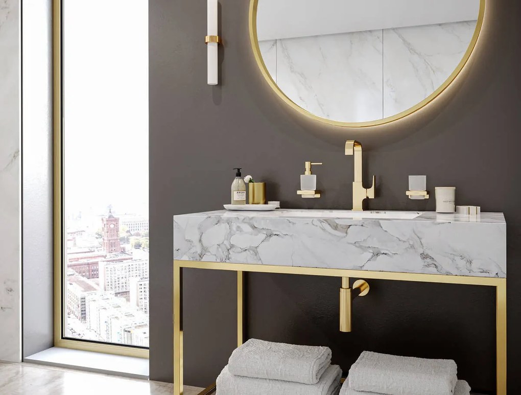 Hansgrohe AddStoris, nádobka na ústnu hygienu, leštený vzhľad zlata, HAN-41749990