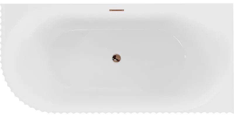 Mexen Gia, voľne stojaca rohová vaňa, drážkovaná, pravá, 170 x 80 cm, biela lesklá, ružové zlato, 52701708000P-60