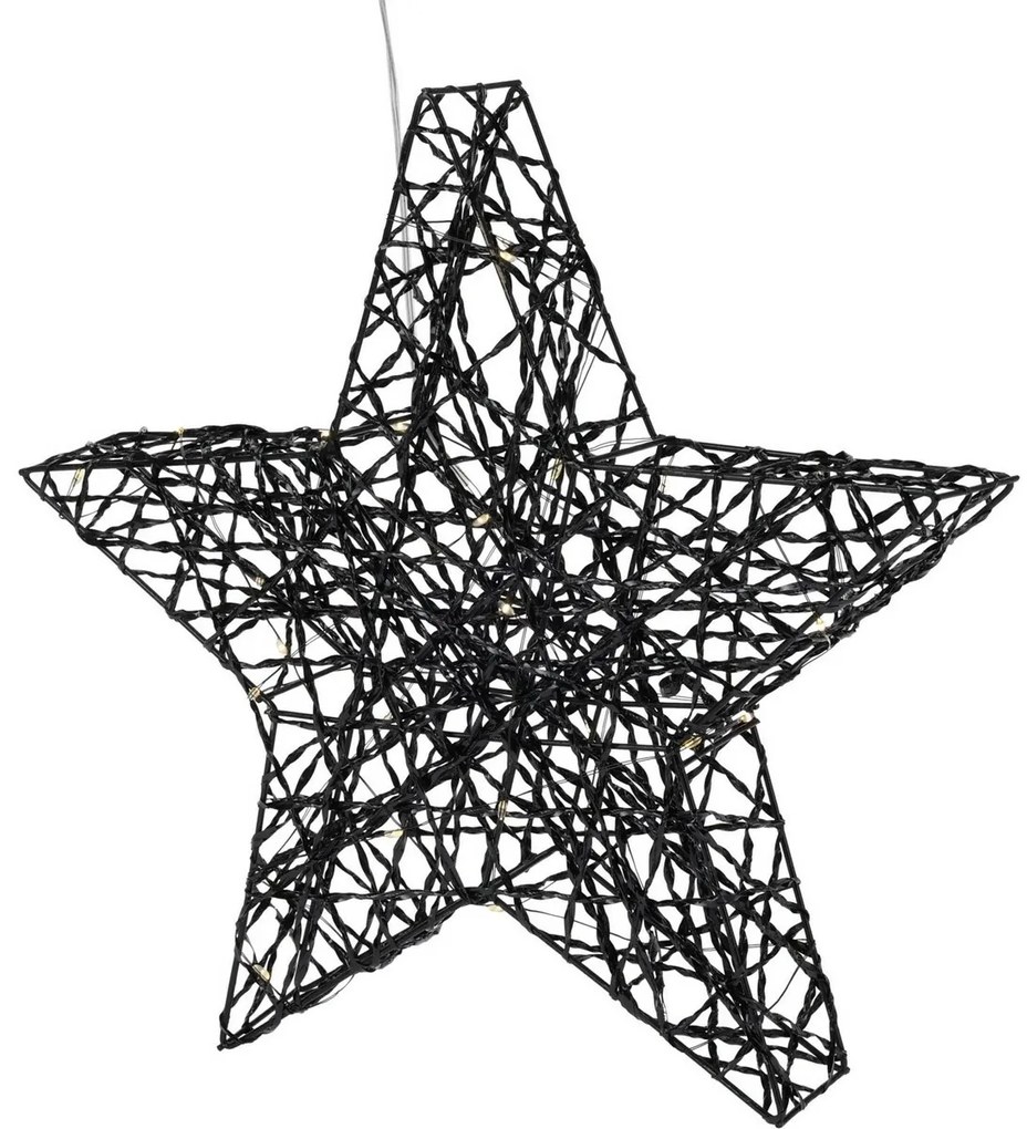 Vianočná LED hviezda Blackwire čierna, 30 x 30 cm