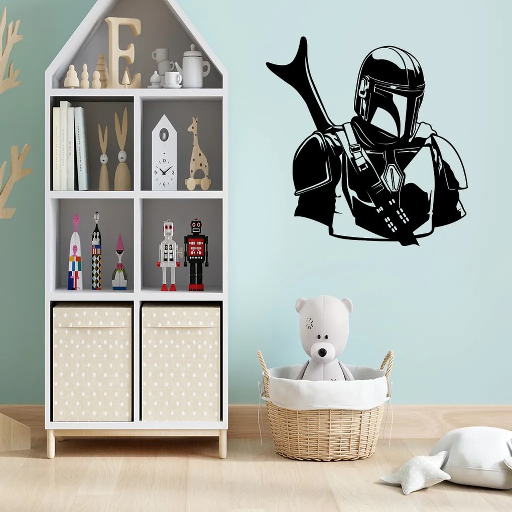 Veselá Stena Samolepka na stenu na stenu Mandalorian Star Wars Farba: černá