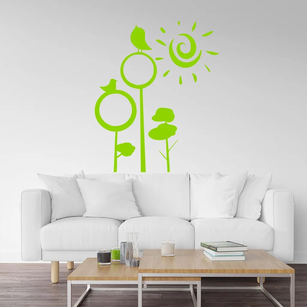 Veselá Stena Samolepka Vtáčiky na stromčeku Farba: hnedá, Veľkosť: 80 x 98 cm