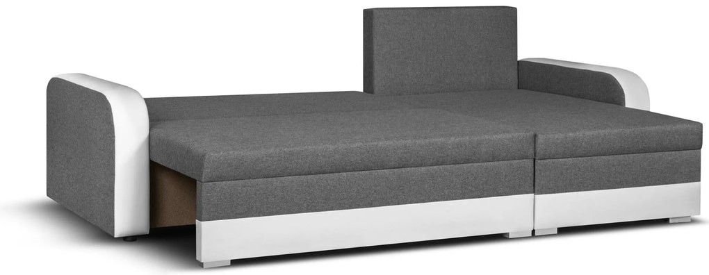 Rozkládací rohová sedací souprava KONRAD Hnědá/Bílá