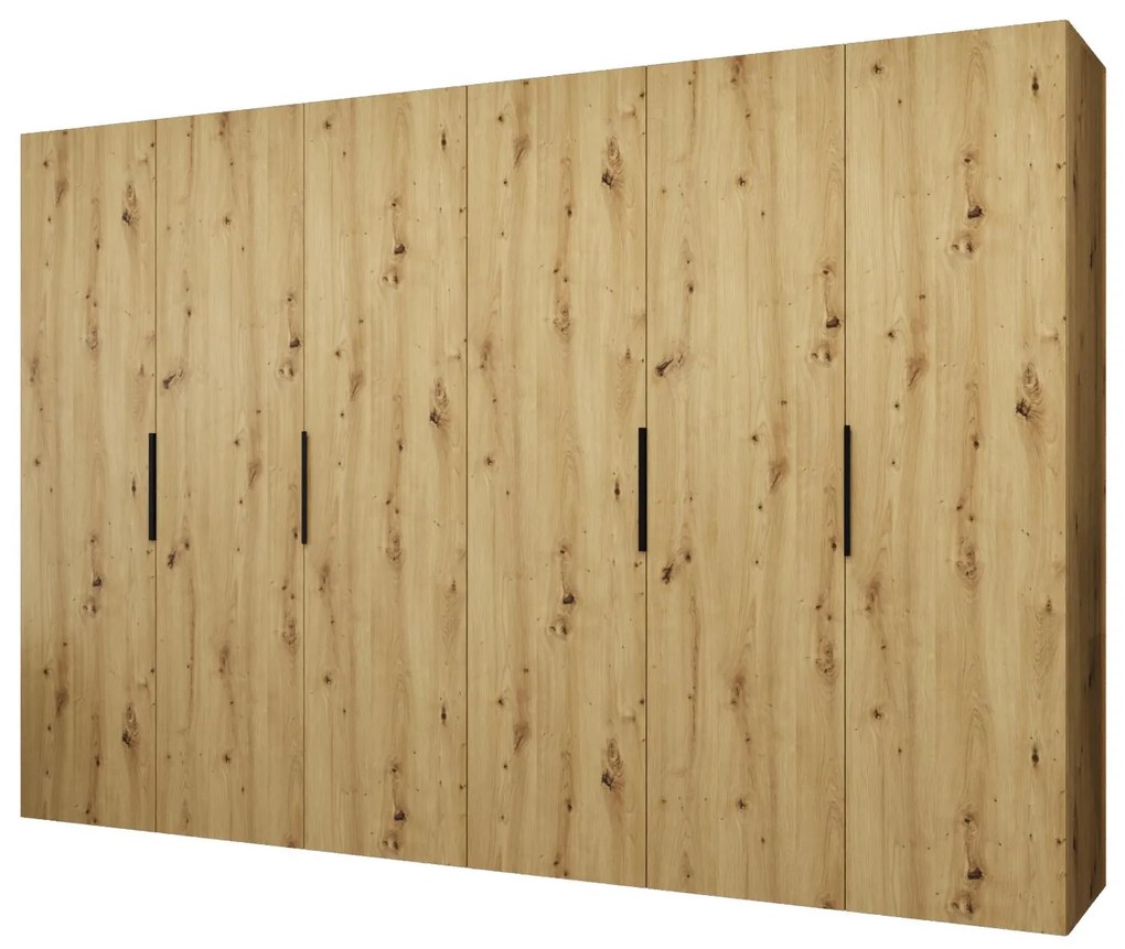 Šatníková skriňa 300 cm Mirabella 1 (dub artisan + čierna). Akcia -21%. Vlastná spoľahlivá doprava až k Vám domov. 1126380