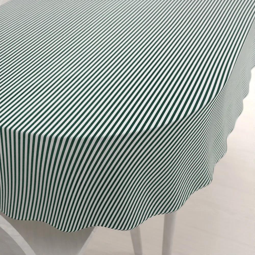 Biante Bavlnený oválny obrus Sandra SA-362 Tmavo zeleno-biele pásiky 130x180 cm