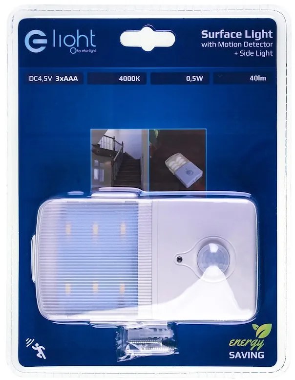 LED svietidlo + bočné svetlo, 1x LED 0,5w 4000k, w, pohybový senzor