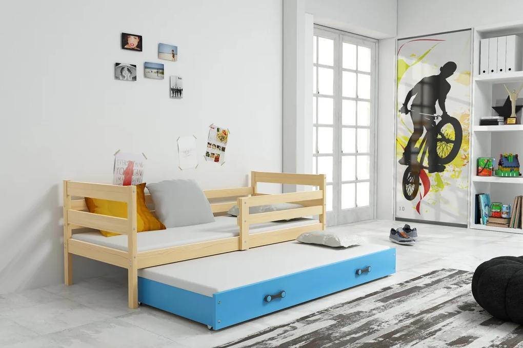 Detská posteľ s prístelkou ERYK 2 | borovica Farba: Borovica / modrá, Rozmer.: 190 x 80 cm
