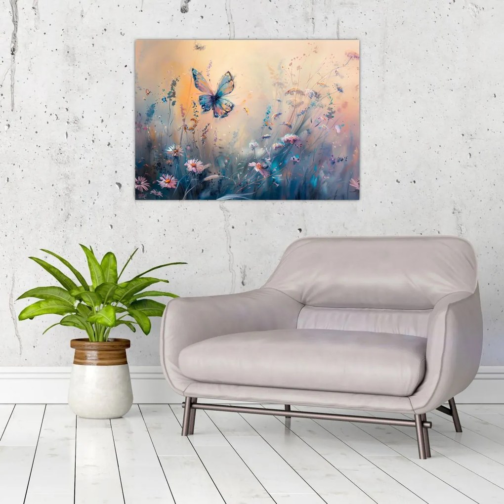 Obraz - Lúka s motýľom II. (70x50 cm)