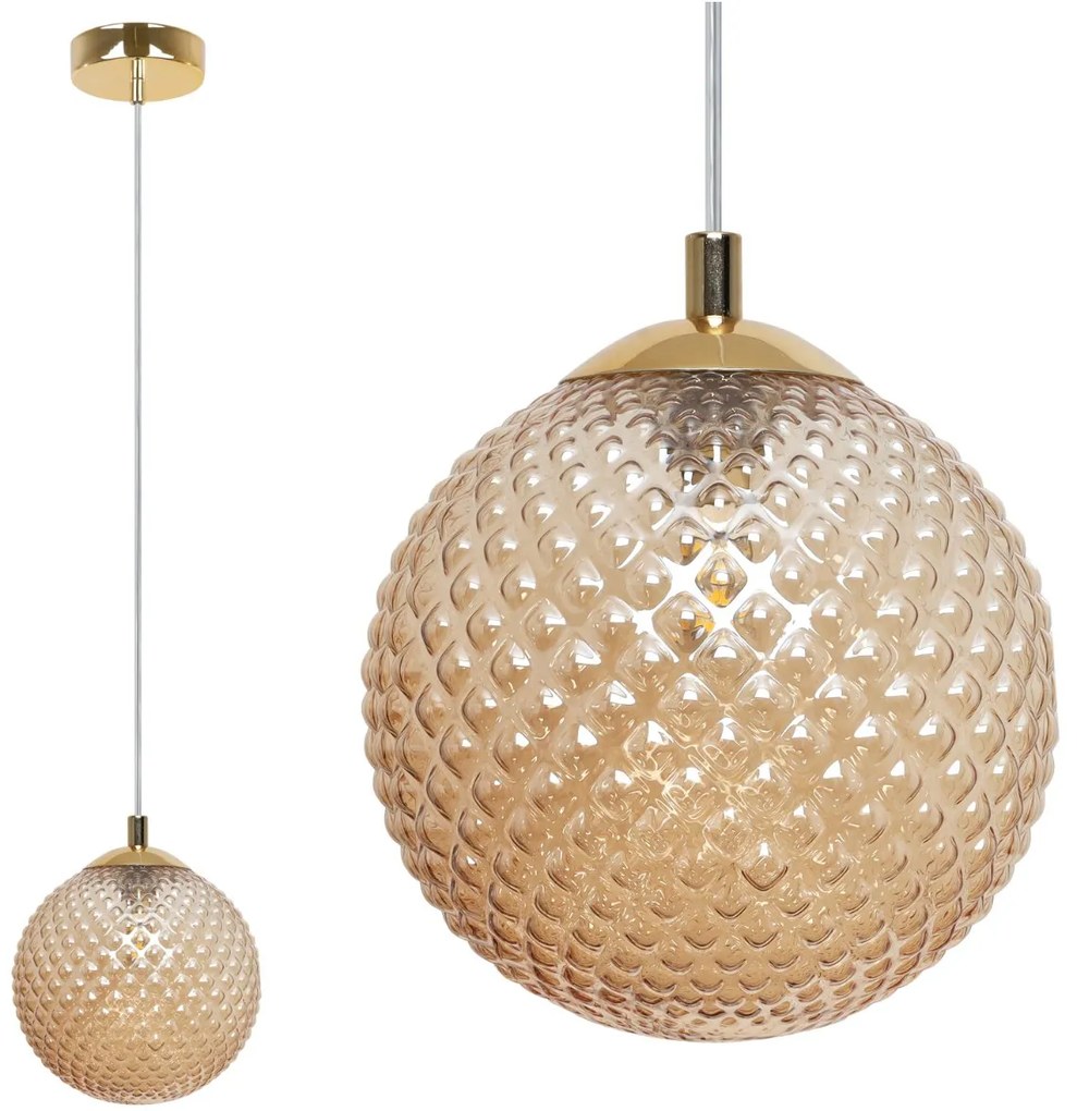 Závesne svietidlo Cannes, 1x medové sklenené tienidlo (fi 15 cm), G