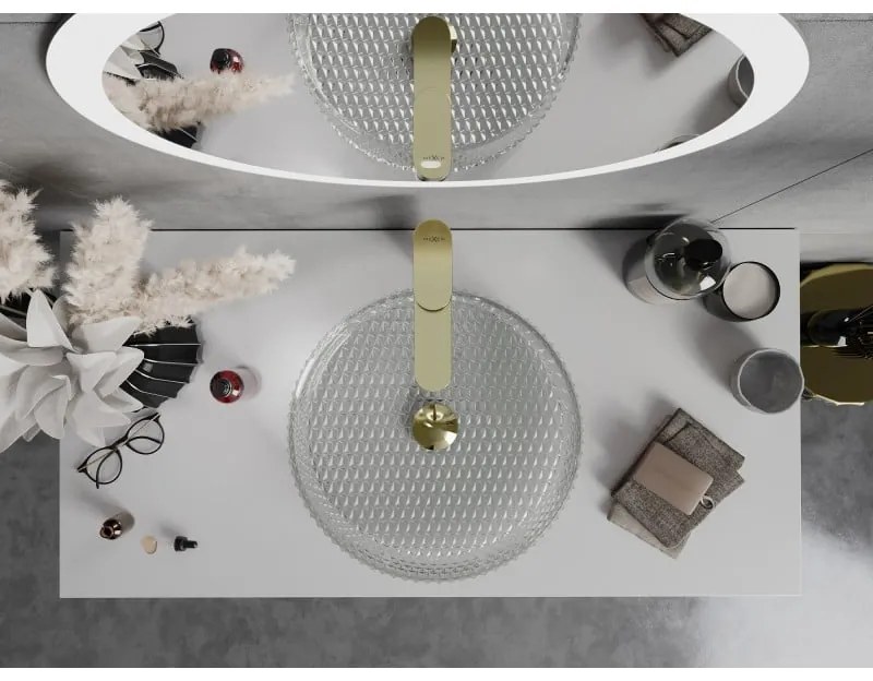 Mexen Aura, sklenené umývadlo na dosku, 39 x 39 cm, číra, 24013900