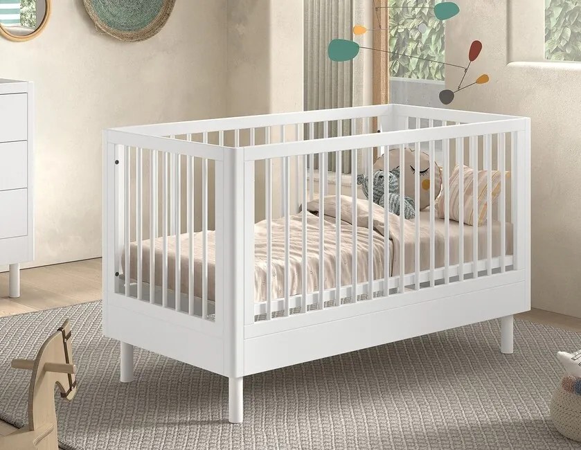 Ekologická detská postieľka z bukového dreva Forrest biela 70x140cm