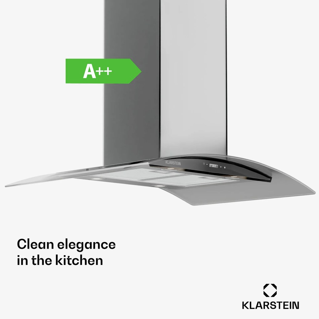 Klarstein Colette, digestor, 90 cm, 600 m³/h, energetická trieda A, ušľachtilá oceľ, strieborný