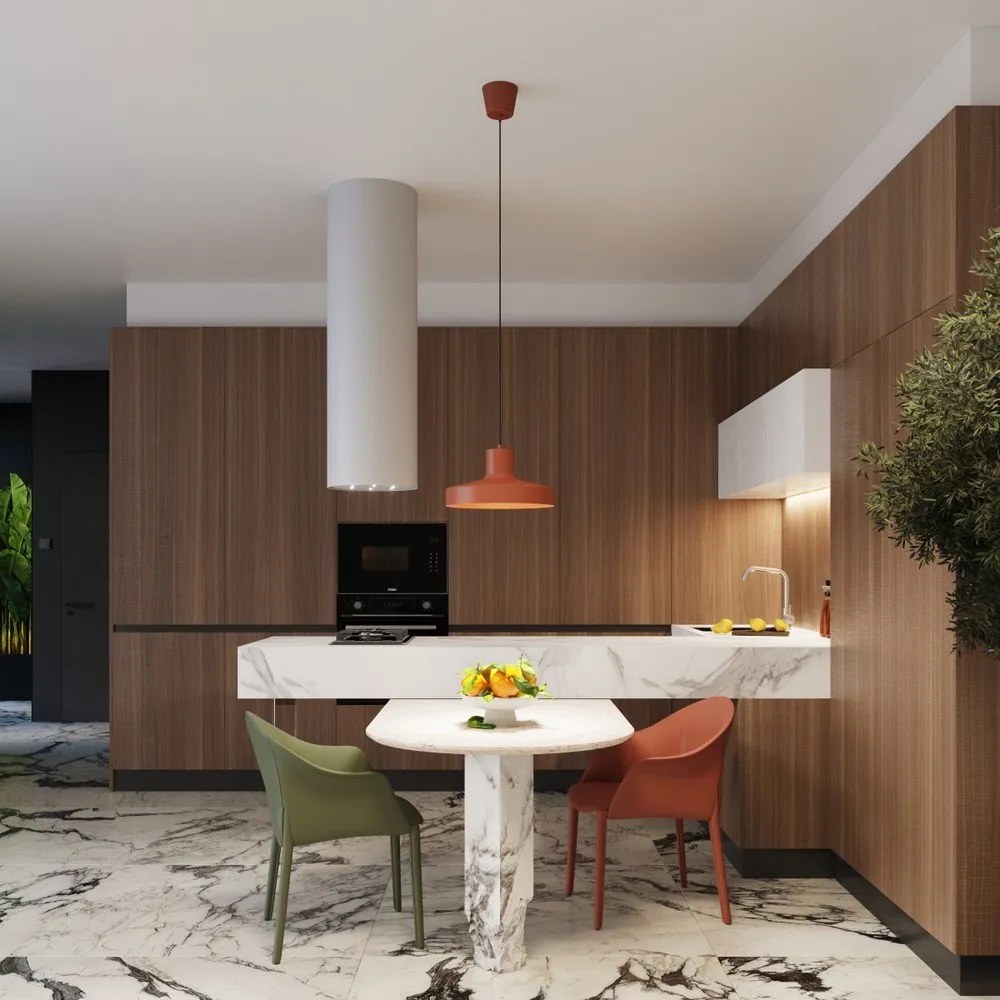 Oranžové závesné svietidlo s kovovým tienidlom Vito – Sollux