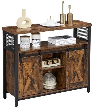 Komoda s posuvnými dvierkami FIRA hnedá/čierna