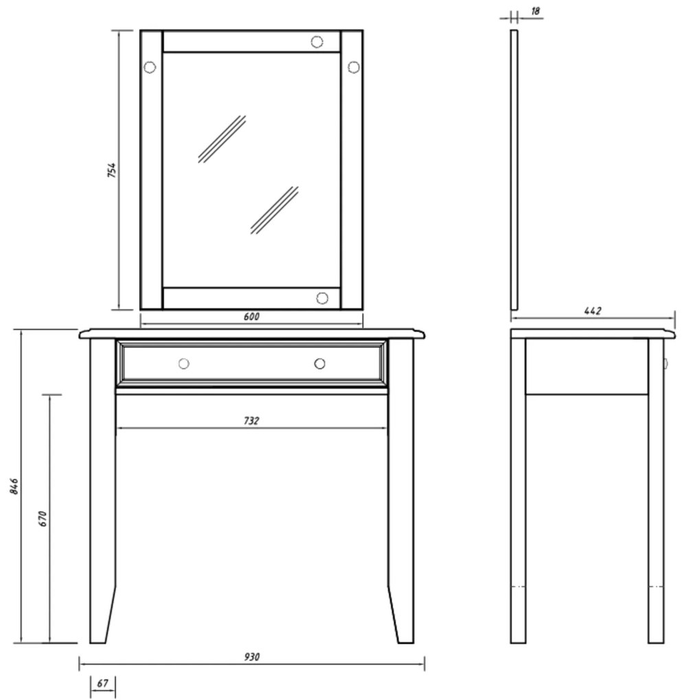PROXIMA.store - Rustikálny toaletný stolík 0.3 - BELLUNO ELEGANTE FARBA: biela - dub