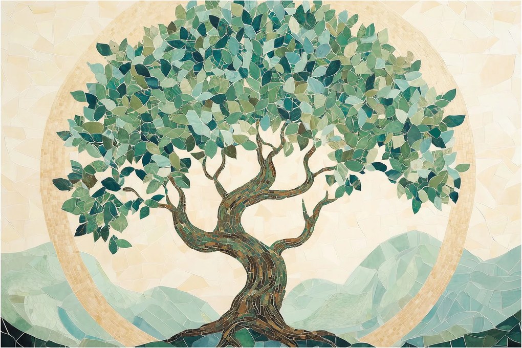 Obraz – Elegantná mozaika so stromom (90x60 cm)