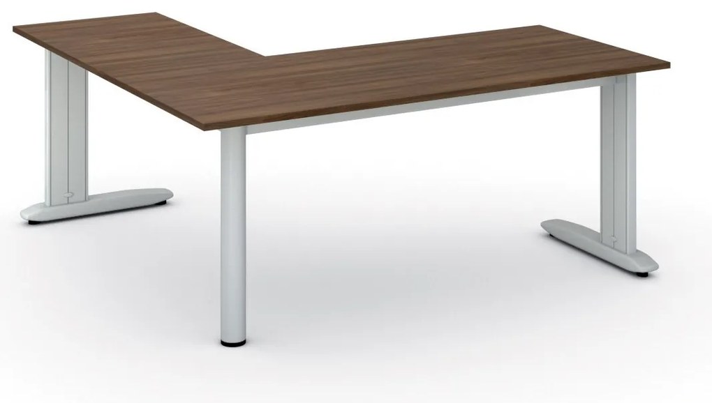 Rohový kancelársky písací stôl PRIMO FLEXIBLE, 180x180 cm, orech