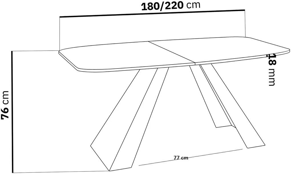 Rozkladací jedálenský stôl JONES čierny mramor Rozmer stola: veľkosť-180cm