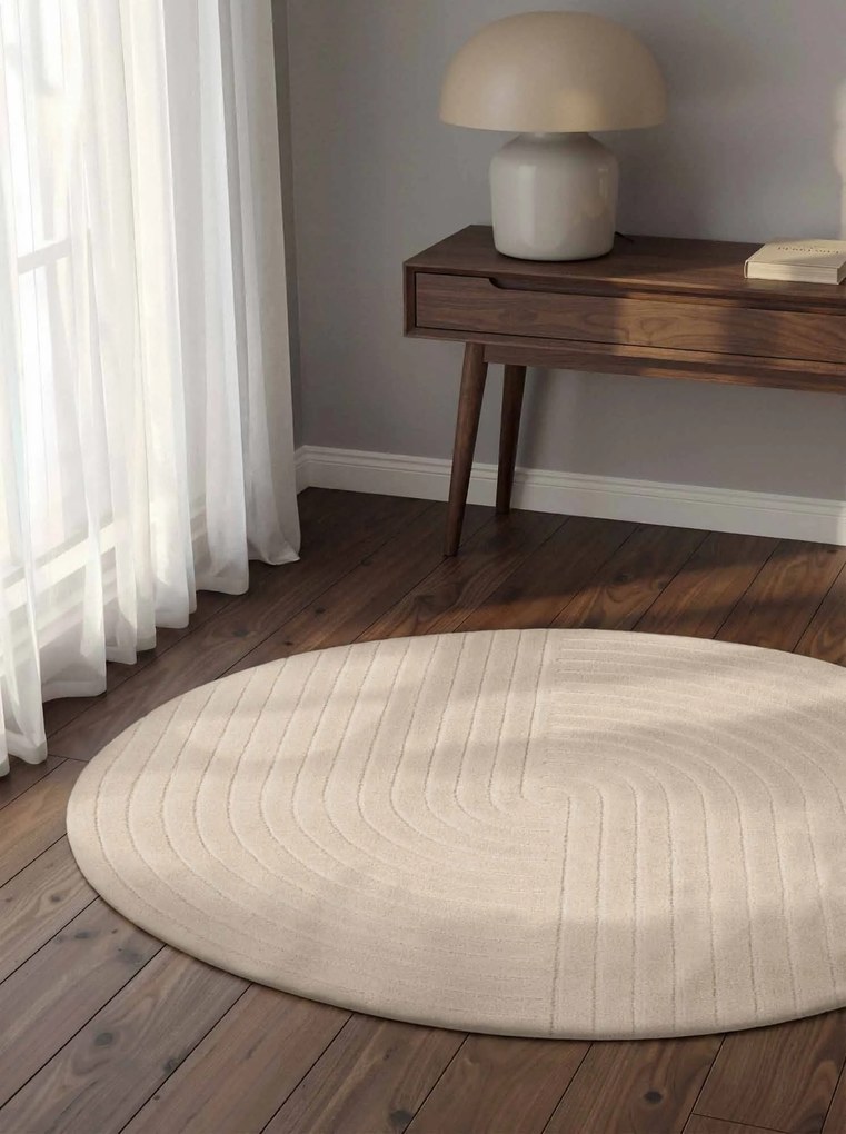 Vikosa, Kusový koberec Vikosa Arcura 106269 Cream White kruh, 120x120 (priemer) kruh, biela, obývacia izba