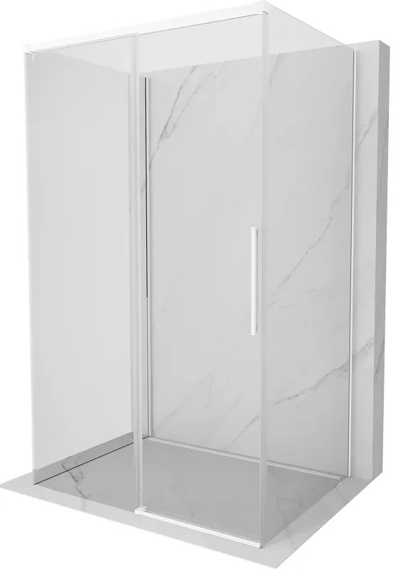 Mexen Rox-3S, 3-stenný sprchový kút 145 x 75 cm, 8mm číre sklo, biely profil, 8C2-145-075-20-00-3S