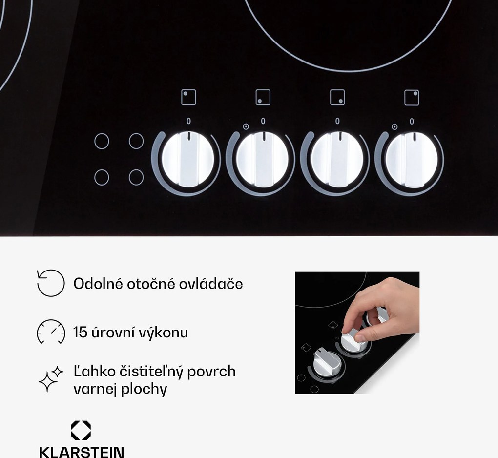 Klarstein EasyCook, sklokeramická varná doska, 6100 W, otočný regulátor, čierna