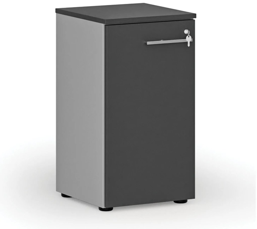 Nízka kancelárska skriňa s dverami PRIMO GRAY, 400 x 420 x 740 mm, sivá/grafit