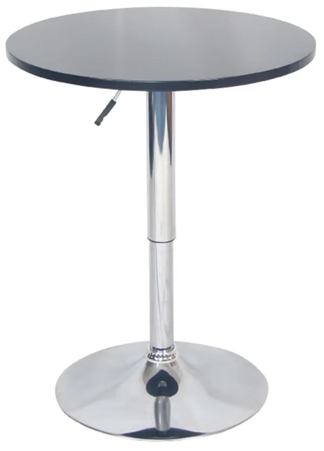 Kondela Barový stôl s nastaviteľnou výškou, čierna, priemer 60 cm, BRANY NEW