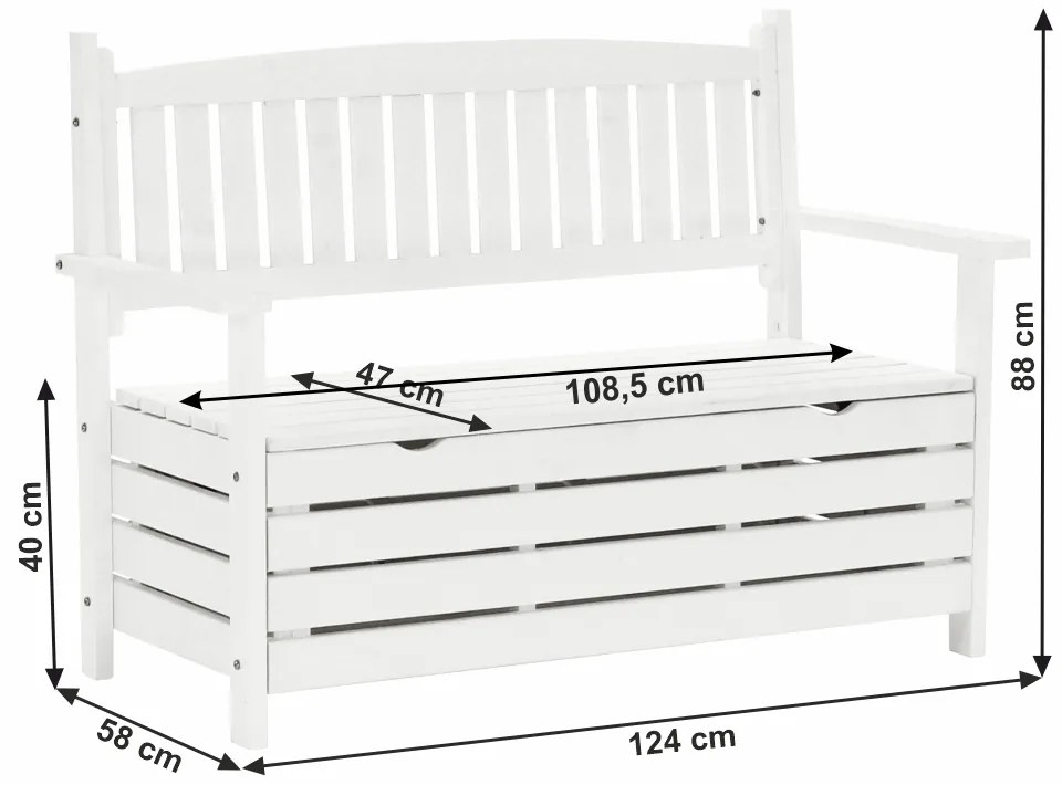 Záhradná lavička 124 cm Dina (biela). Vlastná spoľahlivá doprava až k Vám domov. 1016526