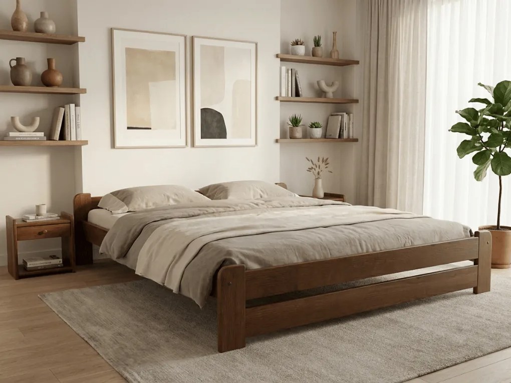 Posteľ Emily 140 x 200 cm, dub Rošt: Bez roštu, Matrac: Matrac Somnia 18 cm