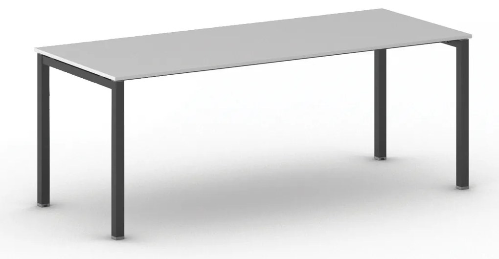 Rokovací kancelársky stôl PRIMO SQUARE, 200x80 cm, čierna podnož, sivá