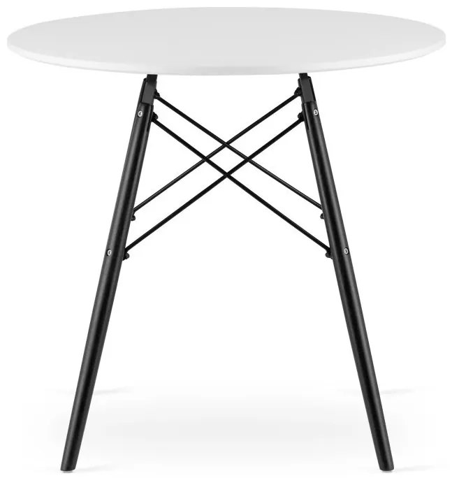 Jedálenský stôl 80 cm biely / čierne nohy