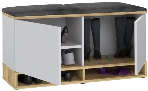 Bestent Botník s lavicou na sedenie White/ Craft/ Grey 100x50x37cm