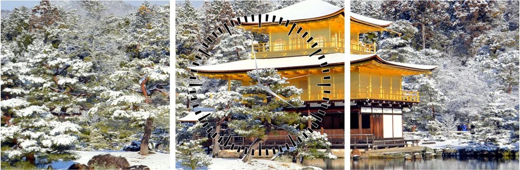 Obraz - Kinkakudži, Japonsko (s hodinami) (90x30 cm)