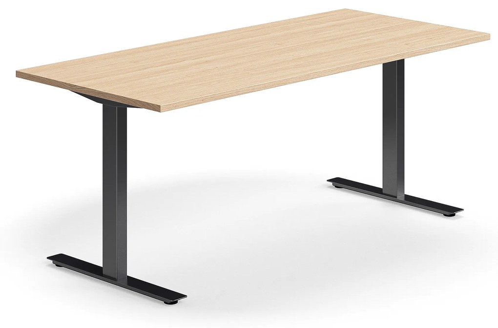 Kancelársky stôl QBUS, rovný, 1800x800 mm, T-rám, čierny rám, dub