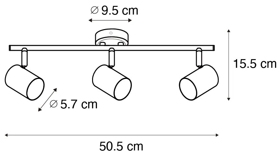 Moderné bodové svetlo čierne s dreveným sklonom 3-svetlo - Jeana