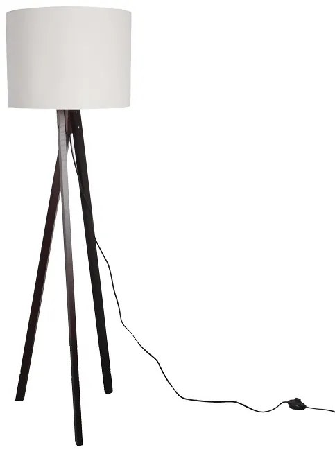 Biela stojaca lampa s drevenou trojnožkou LILA TYP 9